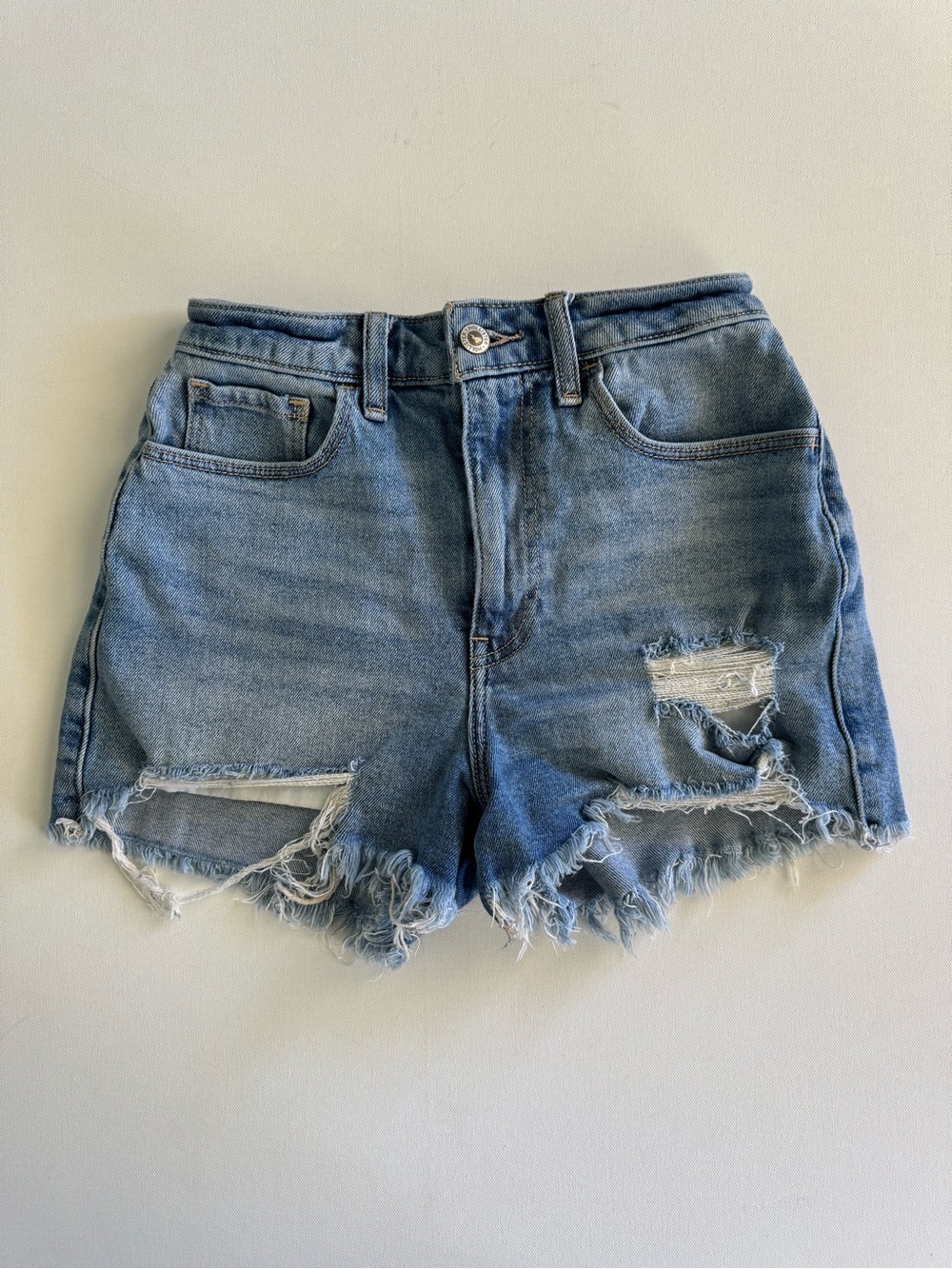 Hollister Distressed Ultra High Rise Mom Denim Cutoff Shorts